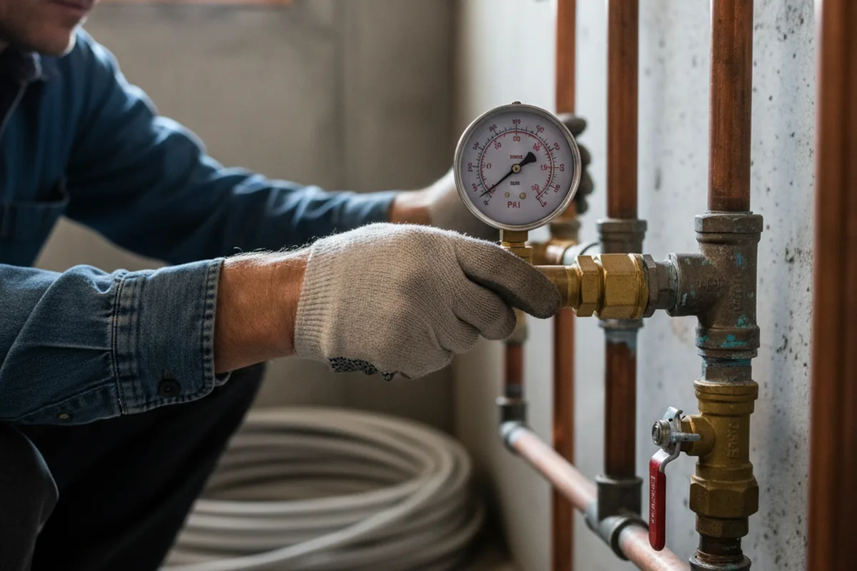 Pressure testing a repaired line during Water Line Repair in Avenel